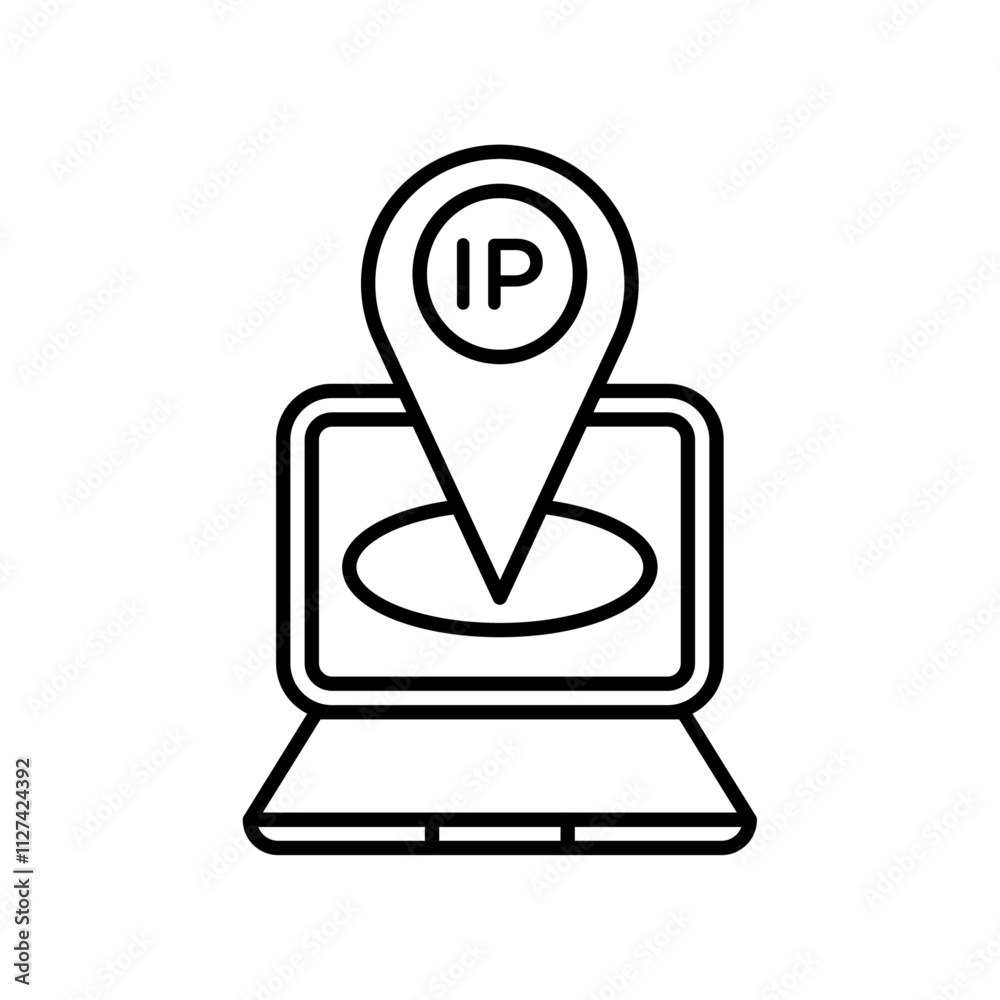 IP icon Vector flat thin line illustration IP icon Vector flat thin line illustration