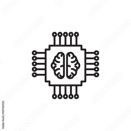 Intelligent system icon Vector flat thin line illustration