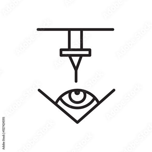Lasik laser eye surgery icon Vector flat thin line illustration