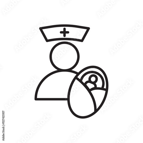 Neonatologist icon Vector flat thin line illustration