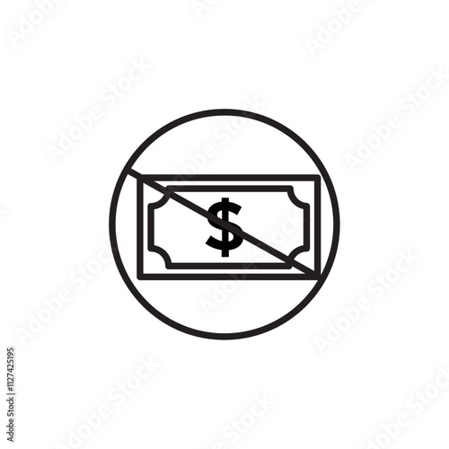 No money icon Vector flat thin line illustration