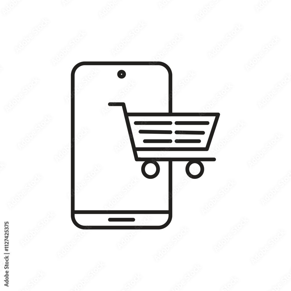 Online shopping icon Vector flat thin line illustration Online shopping icon Vector flat thin line illustration