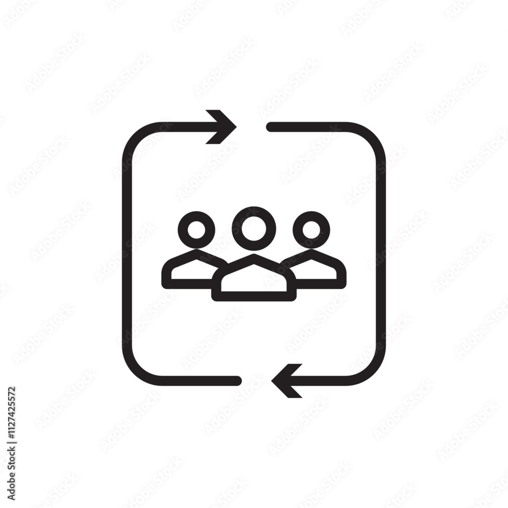 Personnel change icon Vector flat thin line illustration Personnel change icon Vector flat thin line illustration