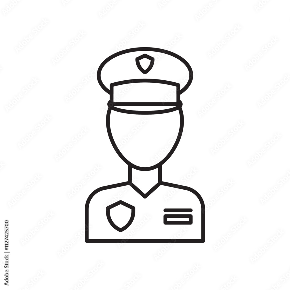 Policeman icon Vector flat thin line illustration