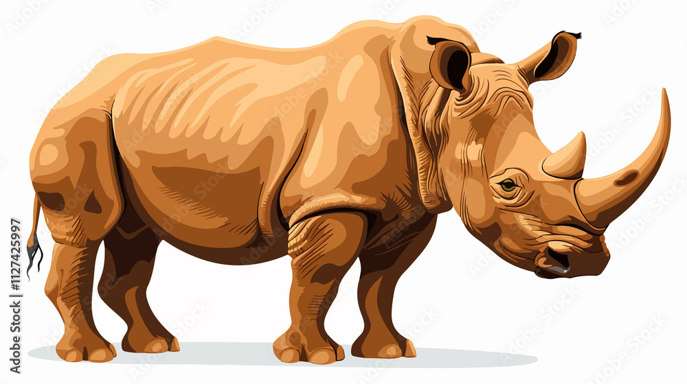 Fototapeta premium Detailed vector illustration of a single rhino on white background