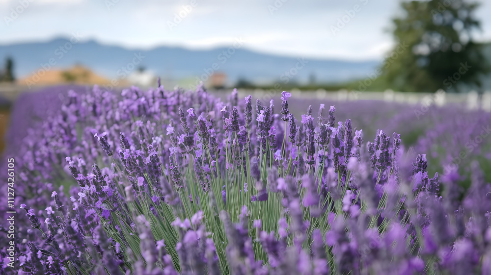 Naklejka premium A field of lavender swaying in the breeze