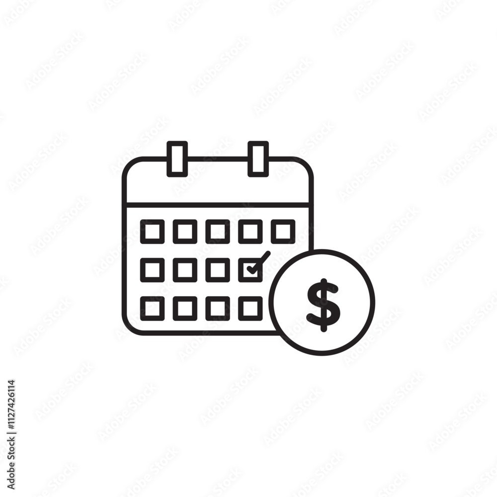 Salary day icon Vector flat thin line illustration