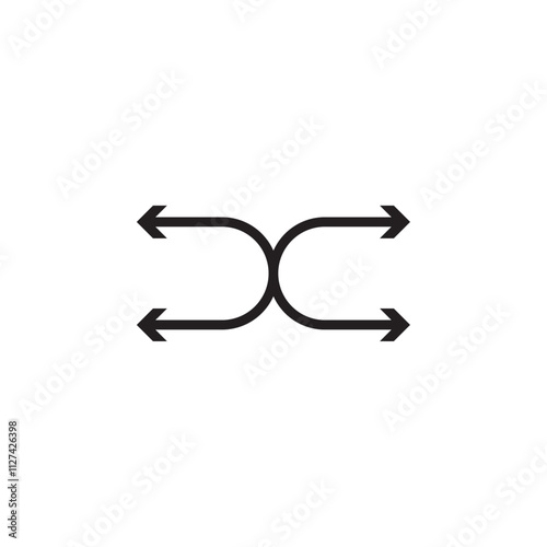 Shuffle arrow icon Vector flat thin line illustration