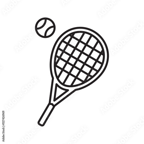 Tennis icon Vector flat thin line illustration