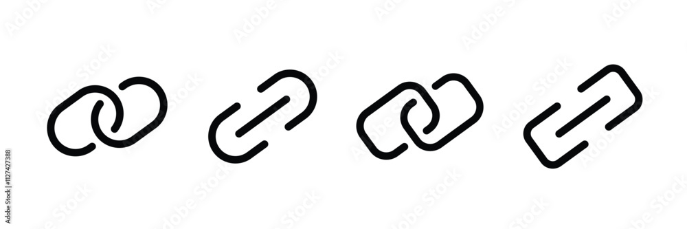 Link icon, internet URL symbol connect button. Chain, link icon vector. Internet URL or webpage link icons set. vector isolated on white background. Link icon, internet URL symbol connect button. Chain, link icon vector. Internet URL or webpage link icons set. vector isolated on white background.