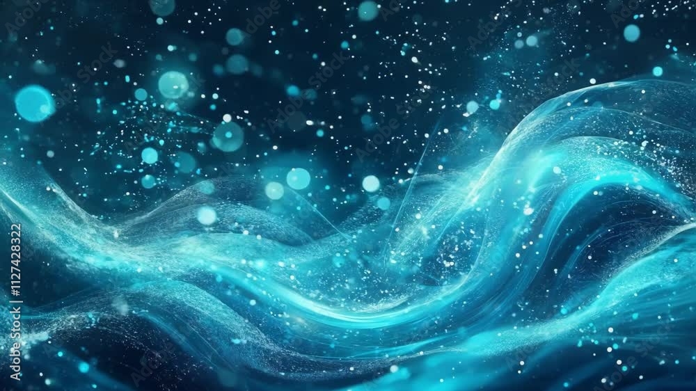 Abstract Aqua Wave Seamless Looping Background with Sparkling Particles Abstract Aqua Wave Seamless Looping Background with Sparkling Particles