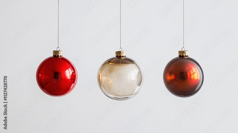 Elegant christmas baubles on white background Elegant christmas baubles on white background