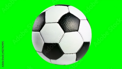 Soccer ball spinning on green screen for animation and effects