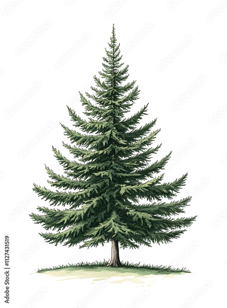 A Detailed Illustration Of A Majestic Evergreen Tree A Detailed Illustration Of A Majestic Evergreen Tree