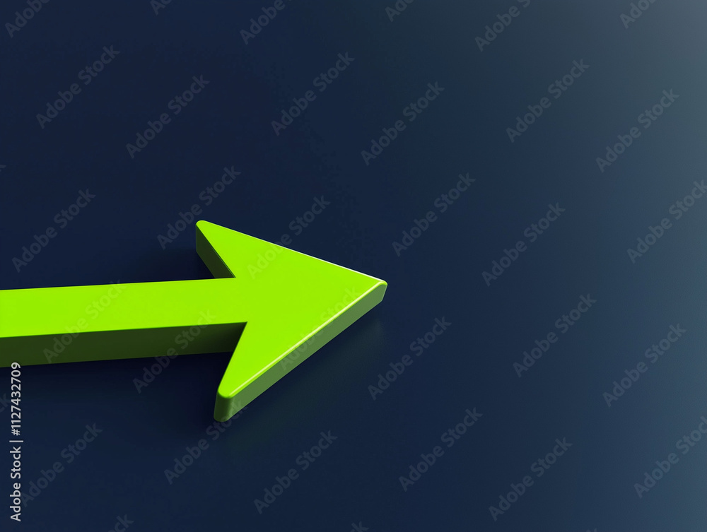 Isolated green directional arrow on a black background