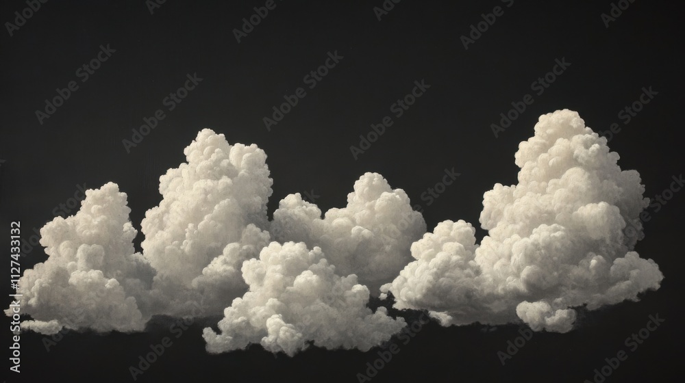 Fluffy white clouds on black background Fluffy white clouds on black background