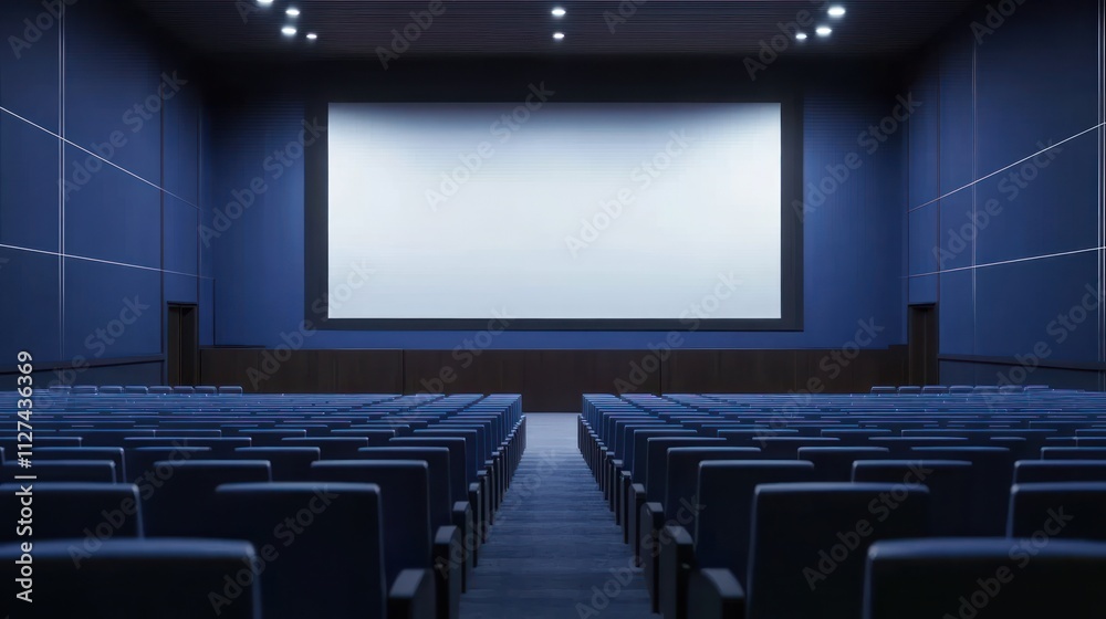 Blank projector screen in an empty conference room, ready for presentations Blank projector screen in an empty conference room, ready for presentations