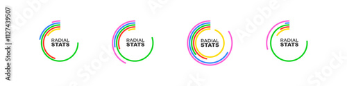 Colorful radial graphs. Data visualization symbols