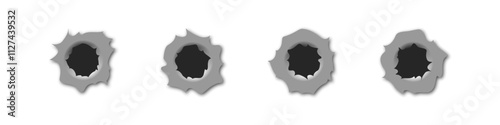 Bullet impact holes. Military and shooting symbols