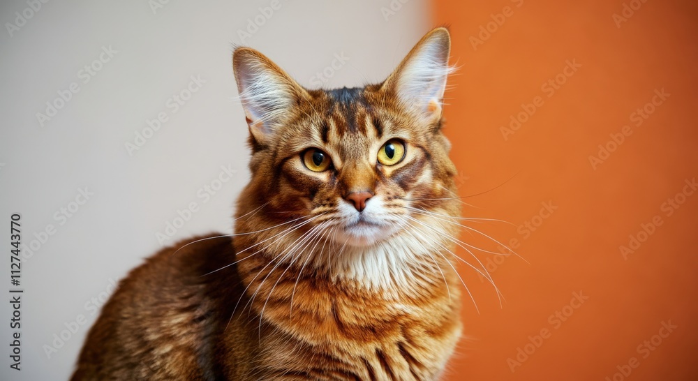 Majestic maine coon cat with striking orange and white fur in warm lighting Majestic maine coon cat with striking orange and white fur in warm lighting