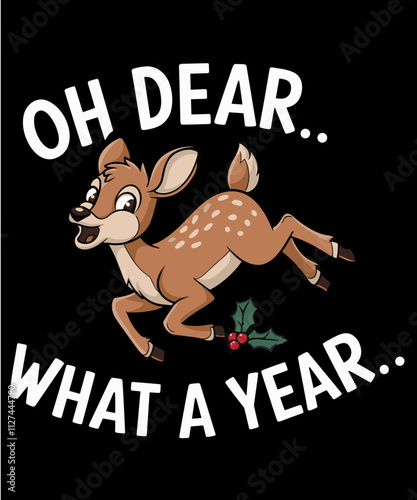 Oh Dear what a year funny Christmas illustration