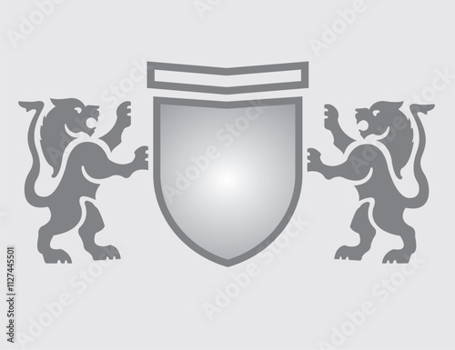 Template lions logo old style in vector cmyk graphic ready to use