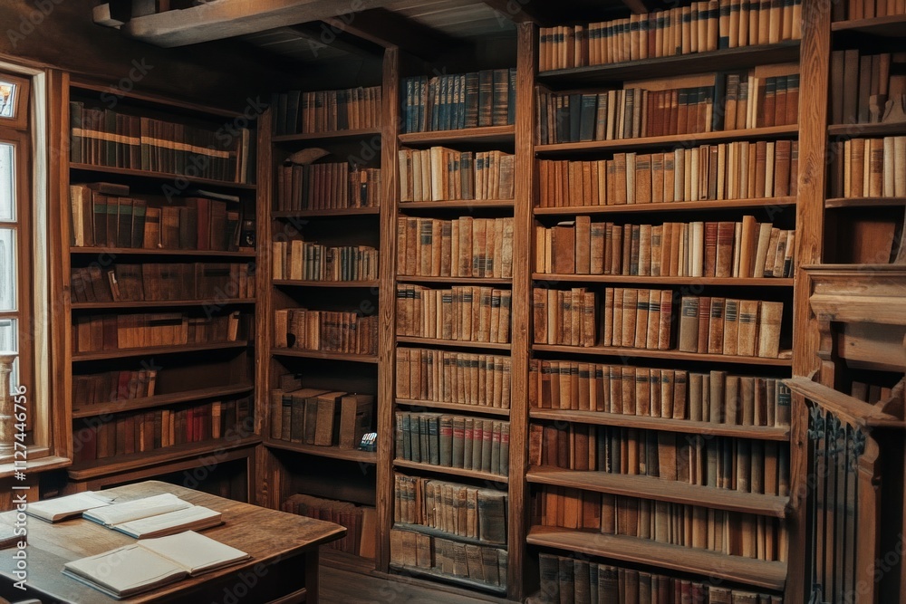 Large historical library filled with lots of different books Large historical library filled with lots of different books