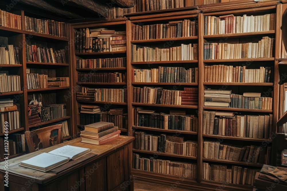 Large historical library filled with lots of different books Large historical library filled with lots of different books