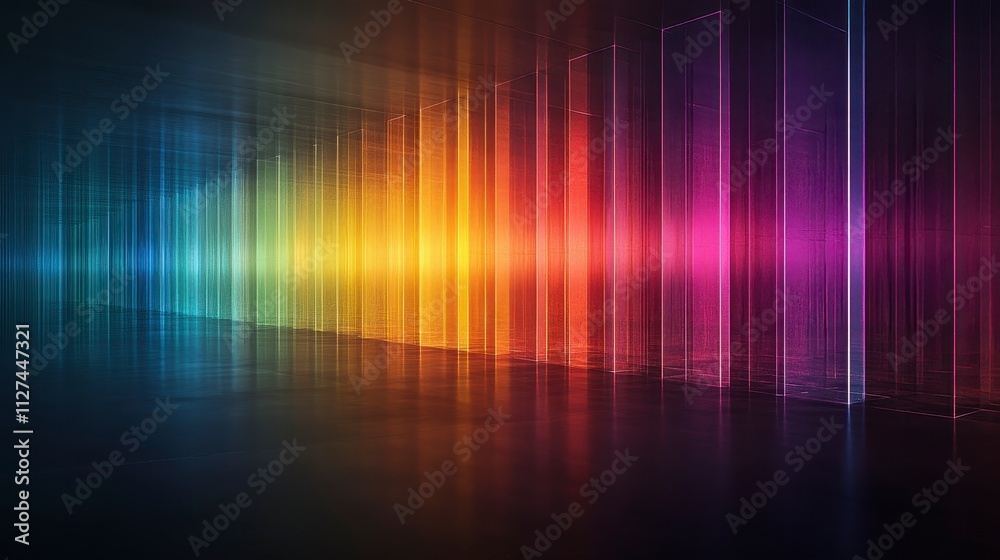 A vibrant gradient of colors creates a striking visual effect against a dark backdrop, conveying a sense of depth and movement. A vibrant gradient of colors creates a striking visual effect against a dark backdrop, conveying a sense of depth and movement.