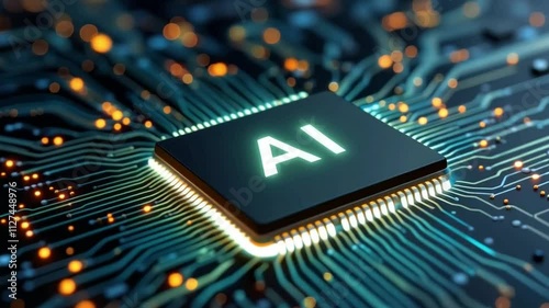 AI Chip Connection. Technology 4k video