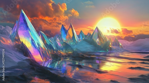 Funkelnde Kristallberge in lebhaften Farben