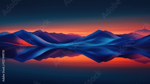 Farbige Bergketten mit glitzerndem See