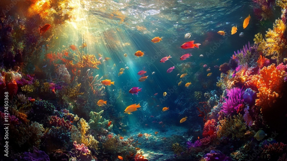 Fototapeta premium Swarm of Fish in a Coral Reef