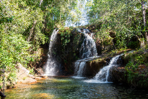 View of Naked Waterfalls (Cachoeira dos Pelados) at Serras Gerais - Almas, Tocantins,  Brazil