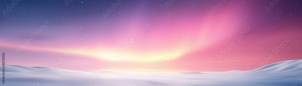 Naklejka premium Aurora borealis dance over frozen landscape at dusk nature scene serene environment panoramic view
