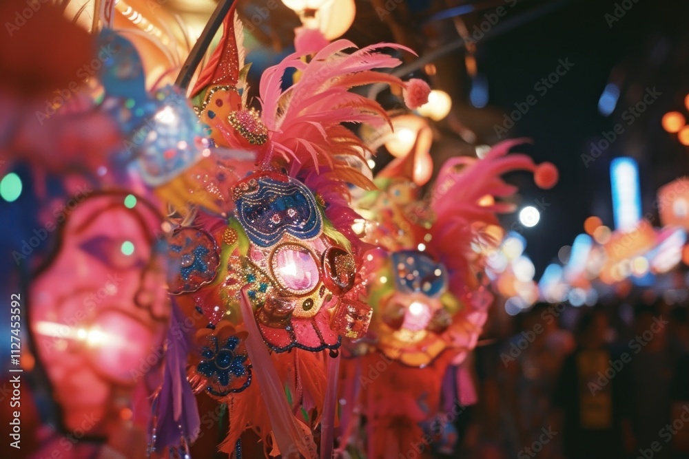 Fototapeta premium Carnival paticipant festival representation illuminated.