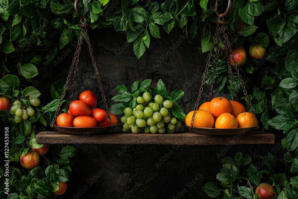 Vibrant fruits weighed at local market nature scene food photography close-up freshness concept Vibrant fruits weighed at local market nature scene food photography close-up freshness concept
