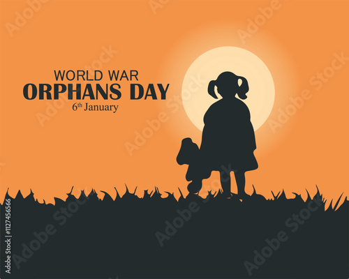 world war orphans day. 6 January. world day of war orphans holiday concept and banner, poster, card. background. vector illustration.