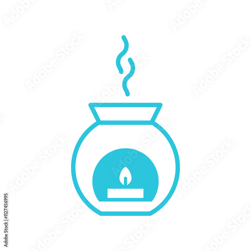 Aromatherapy Candle. Wellness Essence. Isolated on white background. Blue icon set.