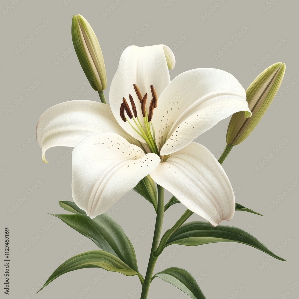 Fototapeta premium Lily buds on gray