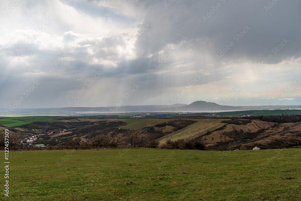 Fototapeta premium View from Holy vrch hill near Hustopece town in Czech republic