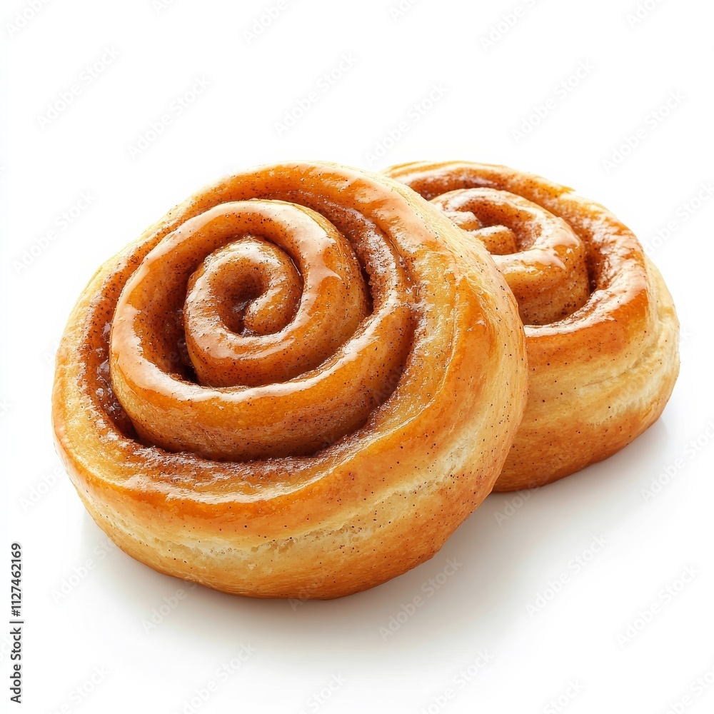 Un-iced homemade cinnamon buns on white Un-iced homemade cinnamon buns on white