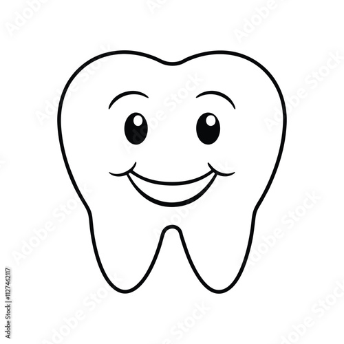 Happy Tooth Vector Illustration for Dental Care, Oral Health, and Adorable Cartoon Design