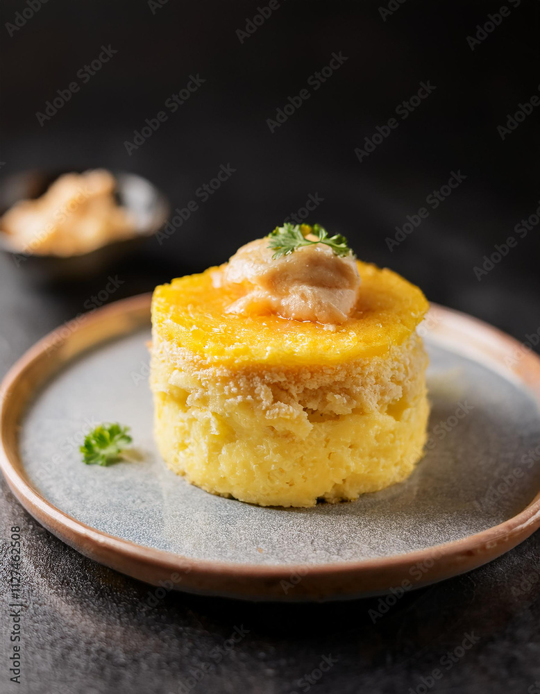 Tasty Peruvian Causa Rellena. Layered mashed potato dish filled with chicken. Delicious food Tasty Peruvian Causa Rellena. Layered mashed potato dish filled with chicken. Delicious food