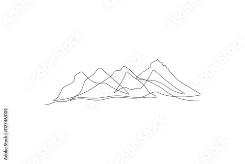 One continuous line drawing of the mountain vector illustration
