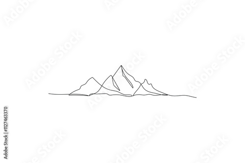 One continuous line drawing of the mountain vector illustration