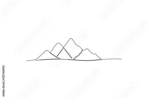 One continuous line drawing of the mountain vector illustration