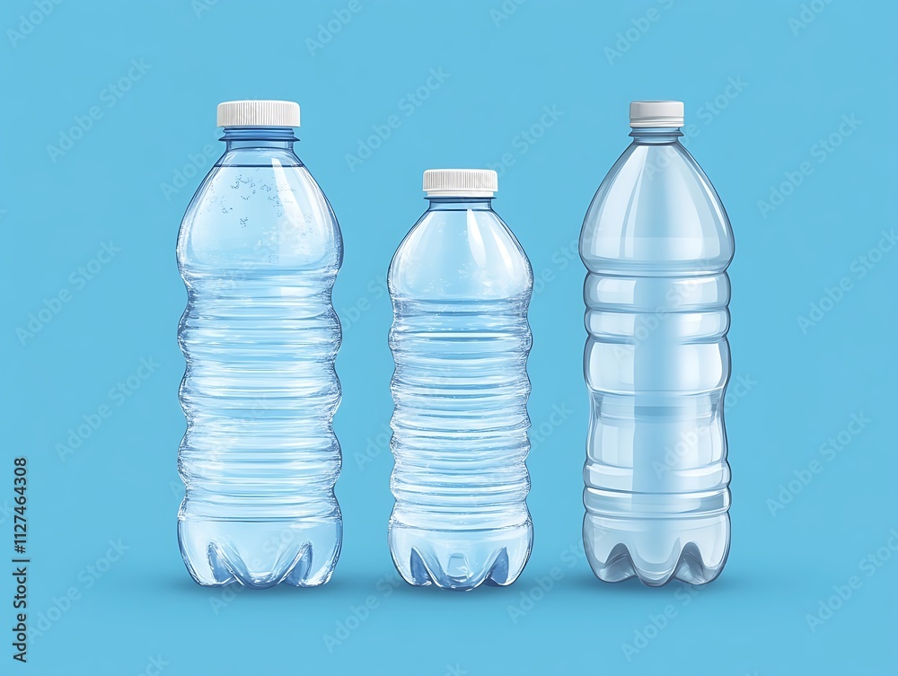 Three Plastic Bottles Of Water Different Sizes Three Plastic Bottles Of Water Different Sizes
