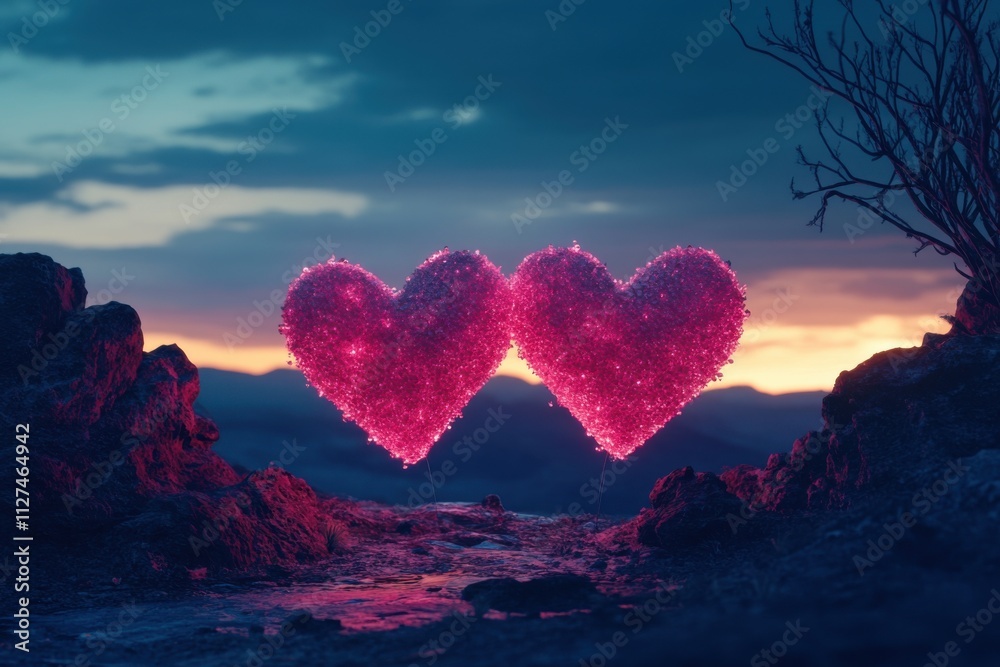 A slow-motion love animation featuring heart shapes. A slow-motion love animation featuring heart shapes.