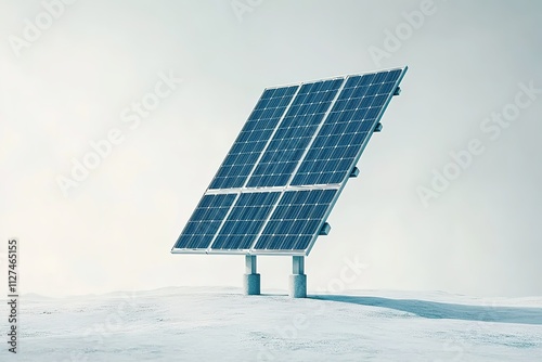 single solar panel icon drawn digitally on white canvas representing renewable energy photo